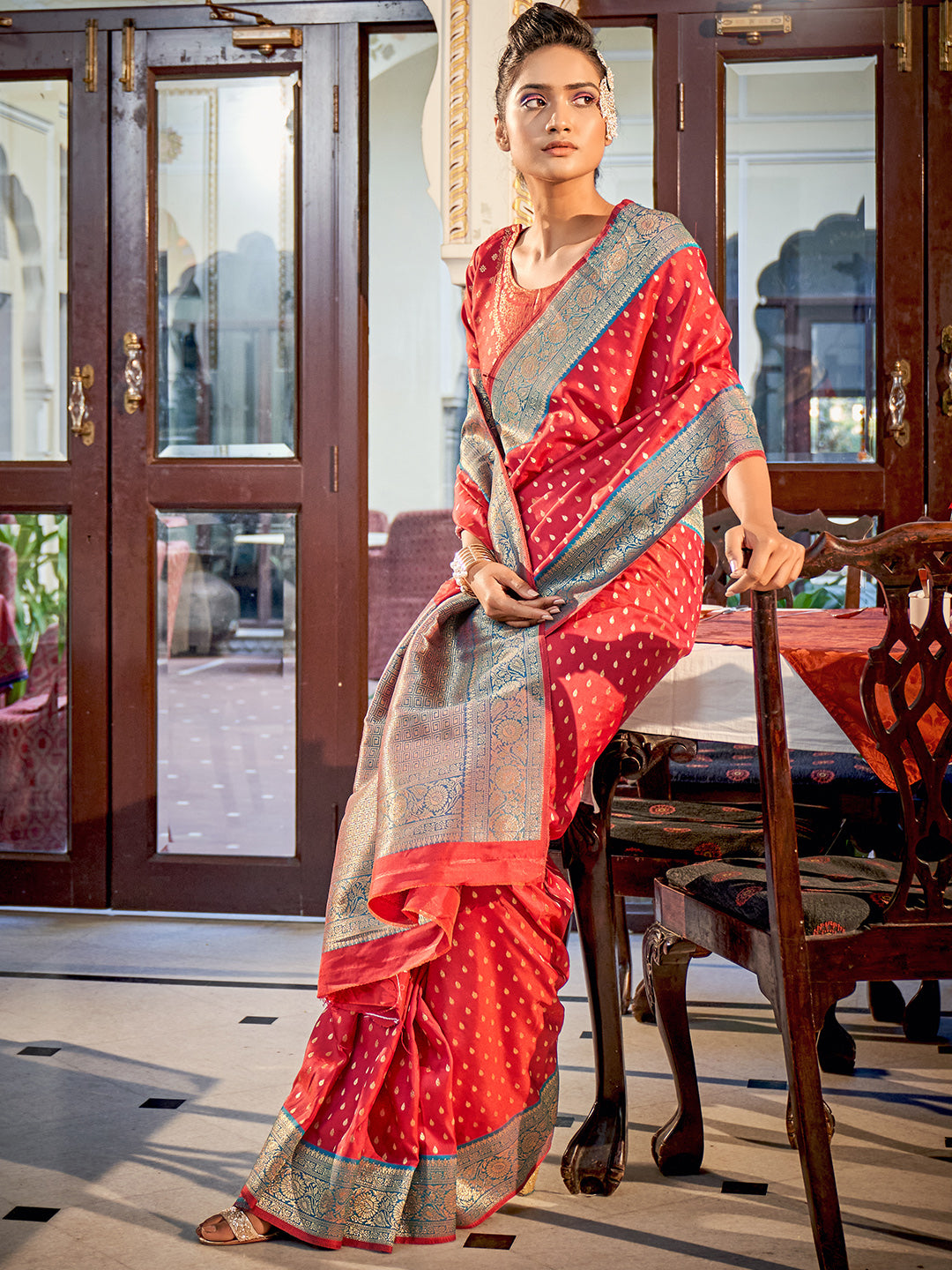 Bright Pink Banarasi Silk Zari Weaving Saree