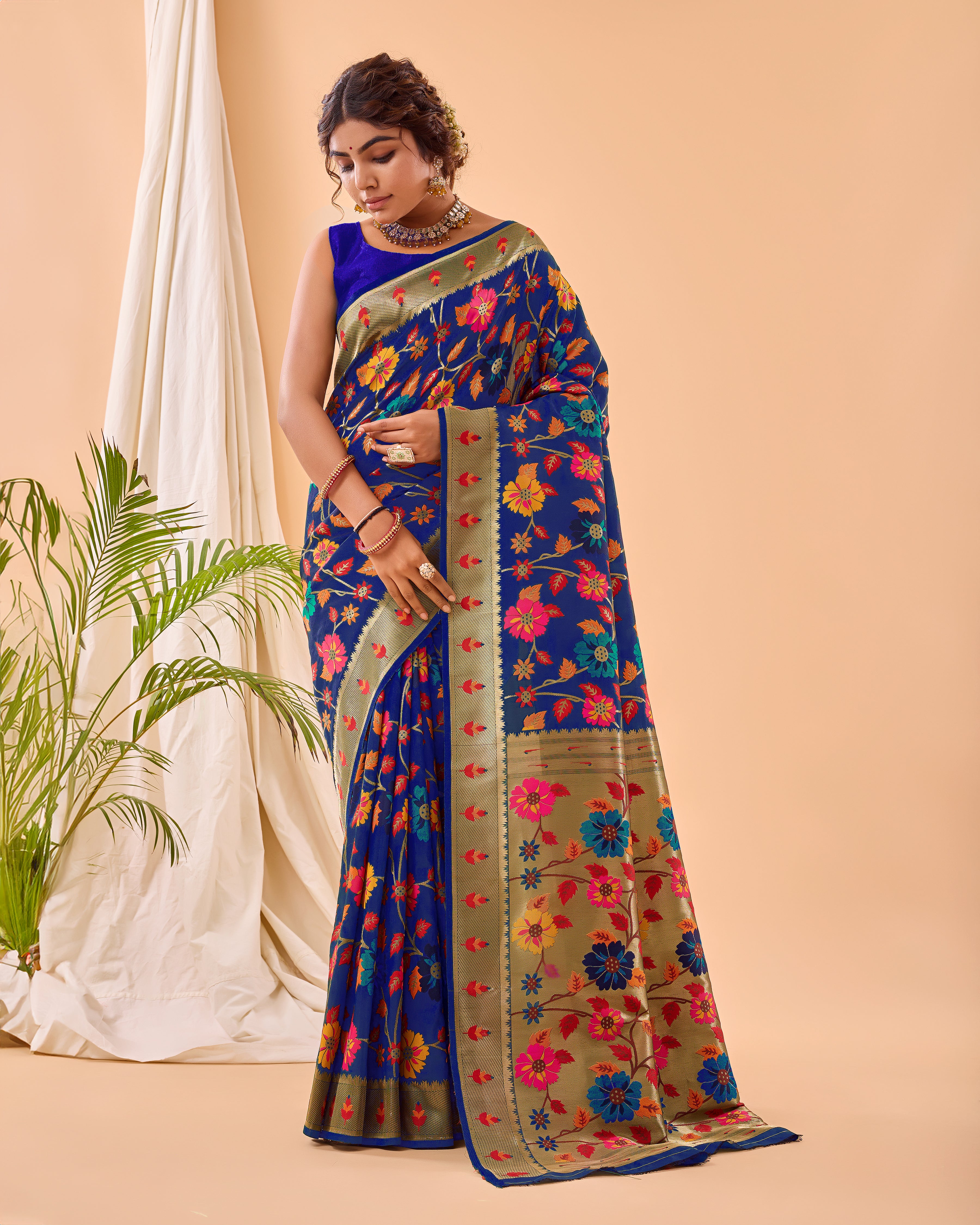VOILET Pure paithani silk  SAREE