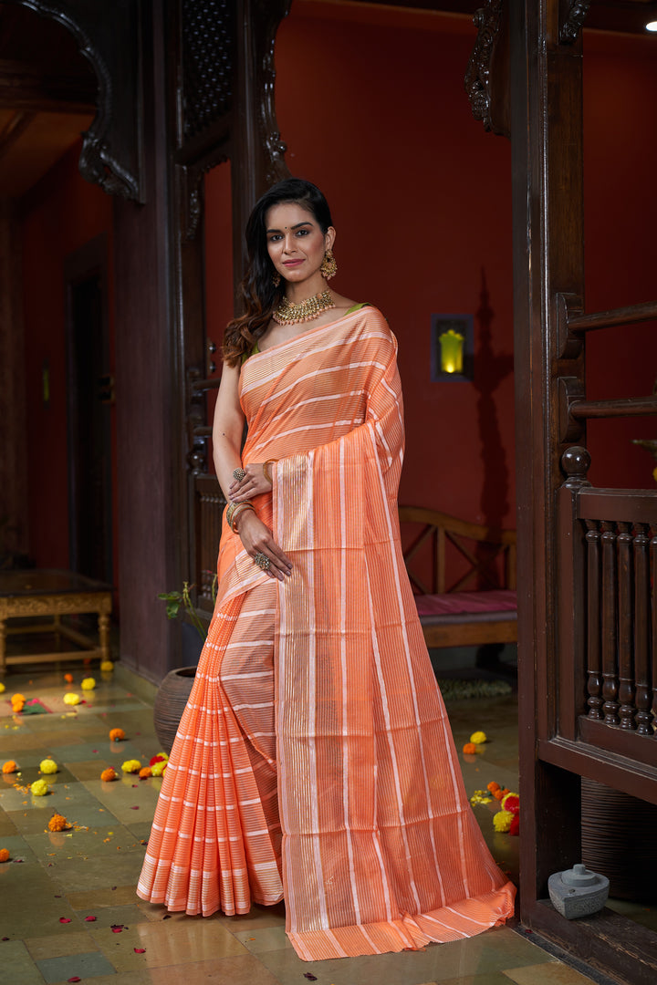 Orange Art Silk Saree With Blouse Piece