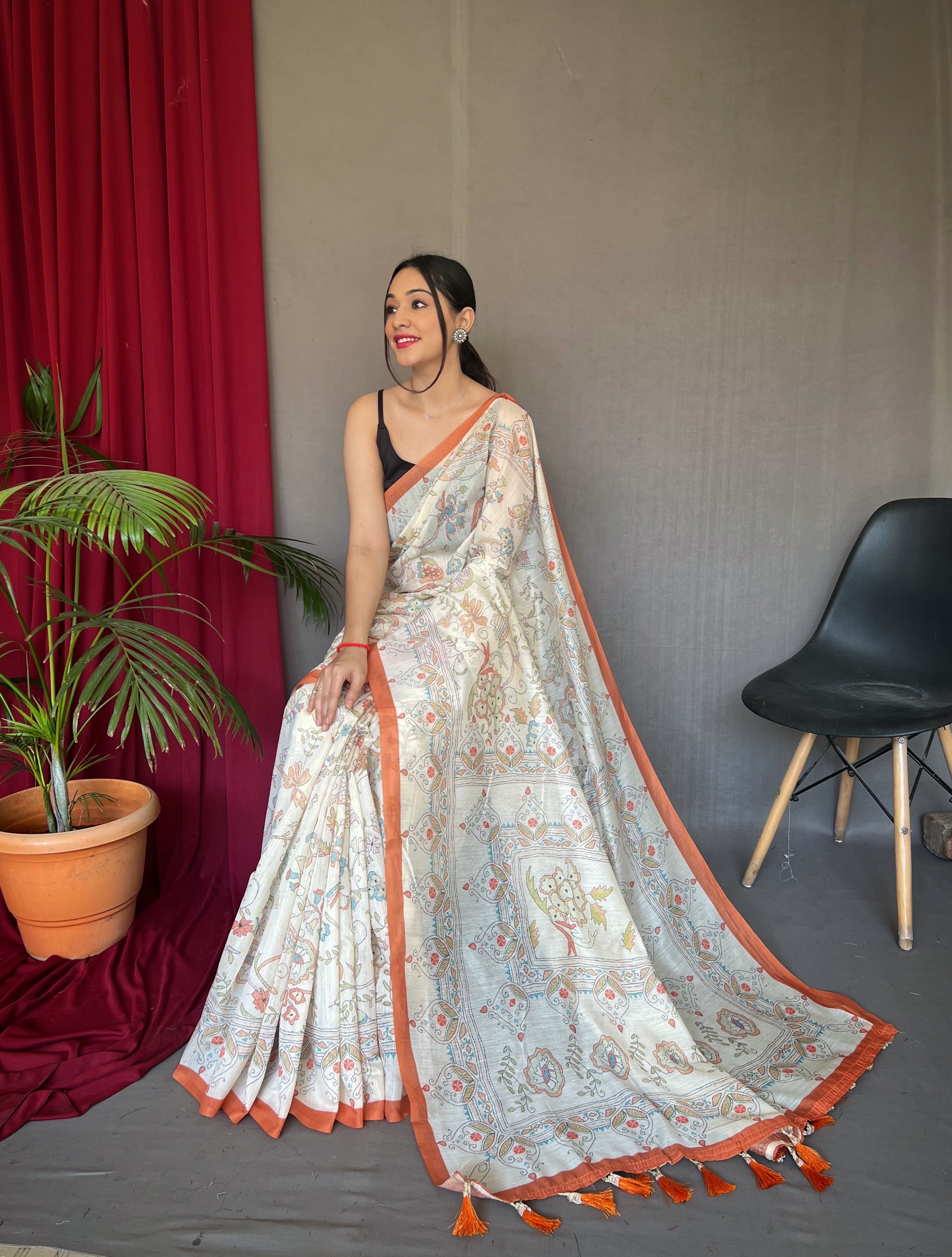 ORANGE Cotton SAREE