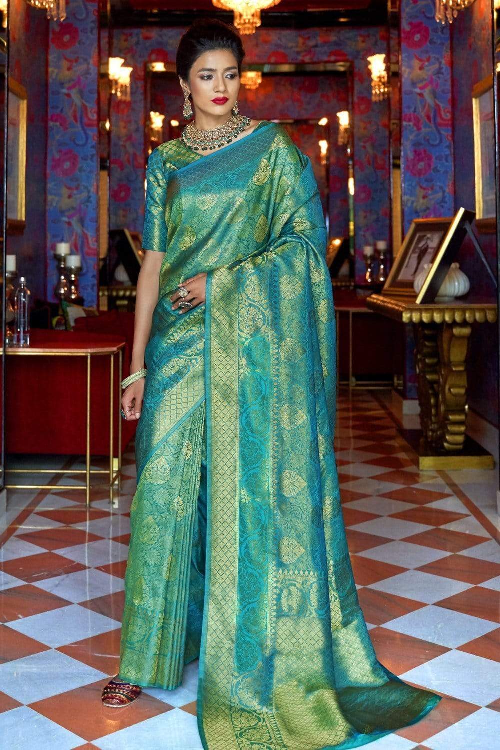 Buy Yellow Banarasi Silk Saree With Blouse Piece Nitaraa