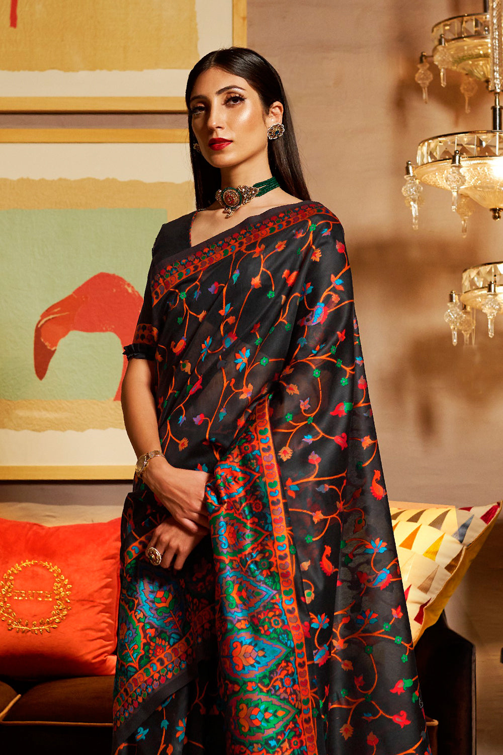 Buy Orange Silk Saree With Blouse Piece Nitaraa