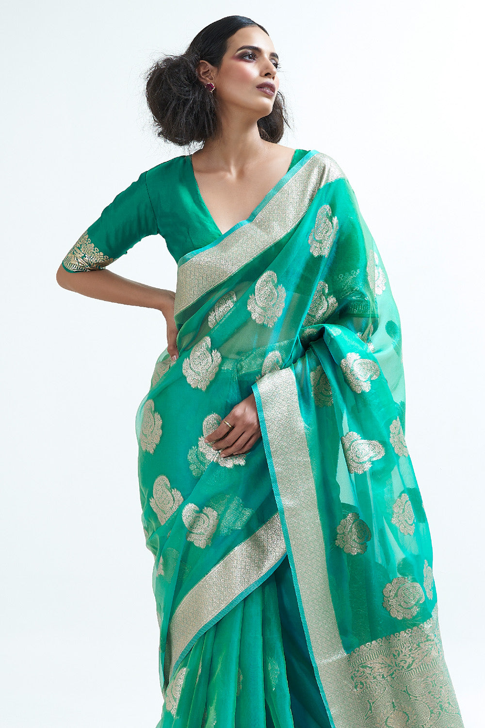 Buy Maroon Silk Blend Saree Nitaraa