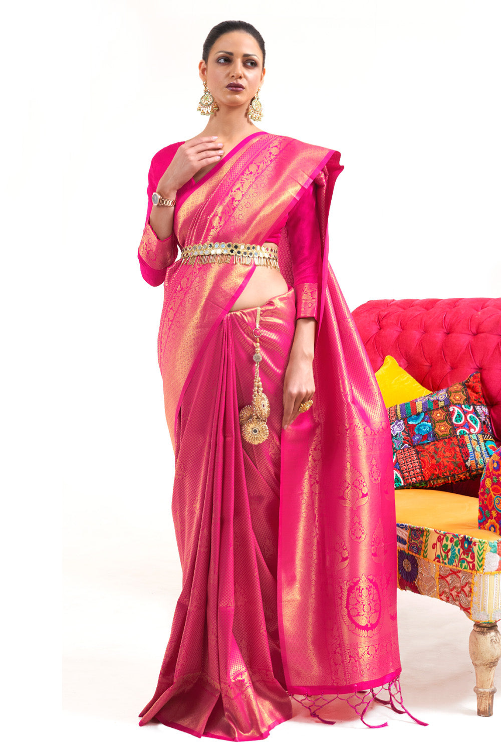 Buy Sea Green Paithani Silk Blend Saree Nitaraa