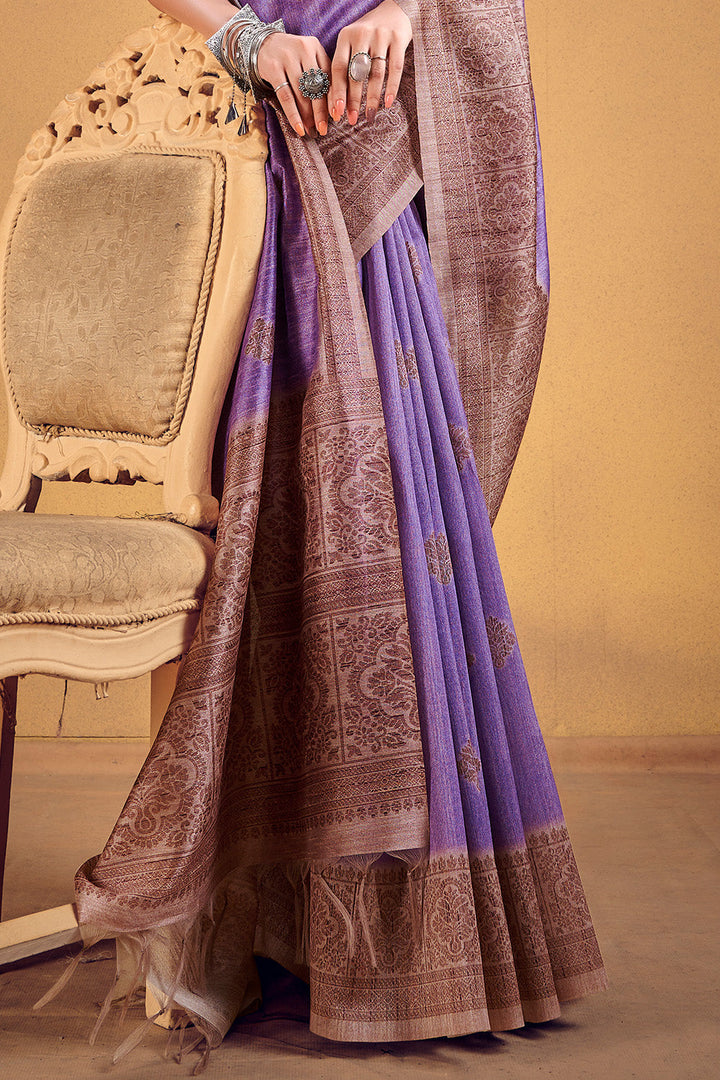 Bright Lilac Cotton Silk Saree