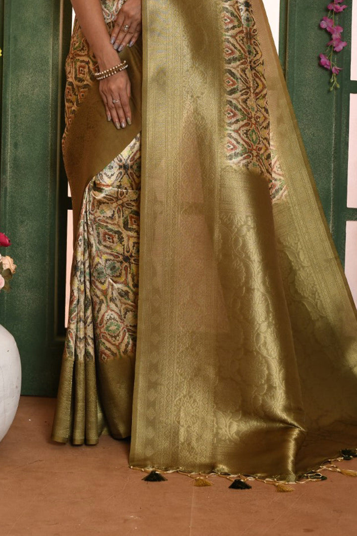 Mehendi Green Banarasi Silk Saree