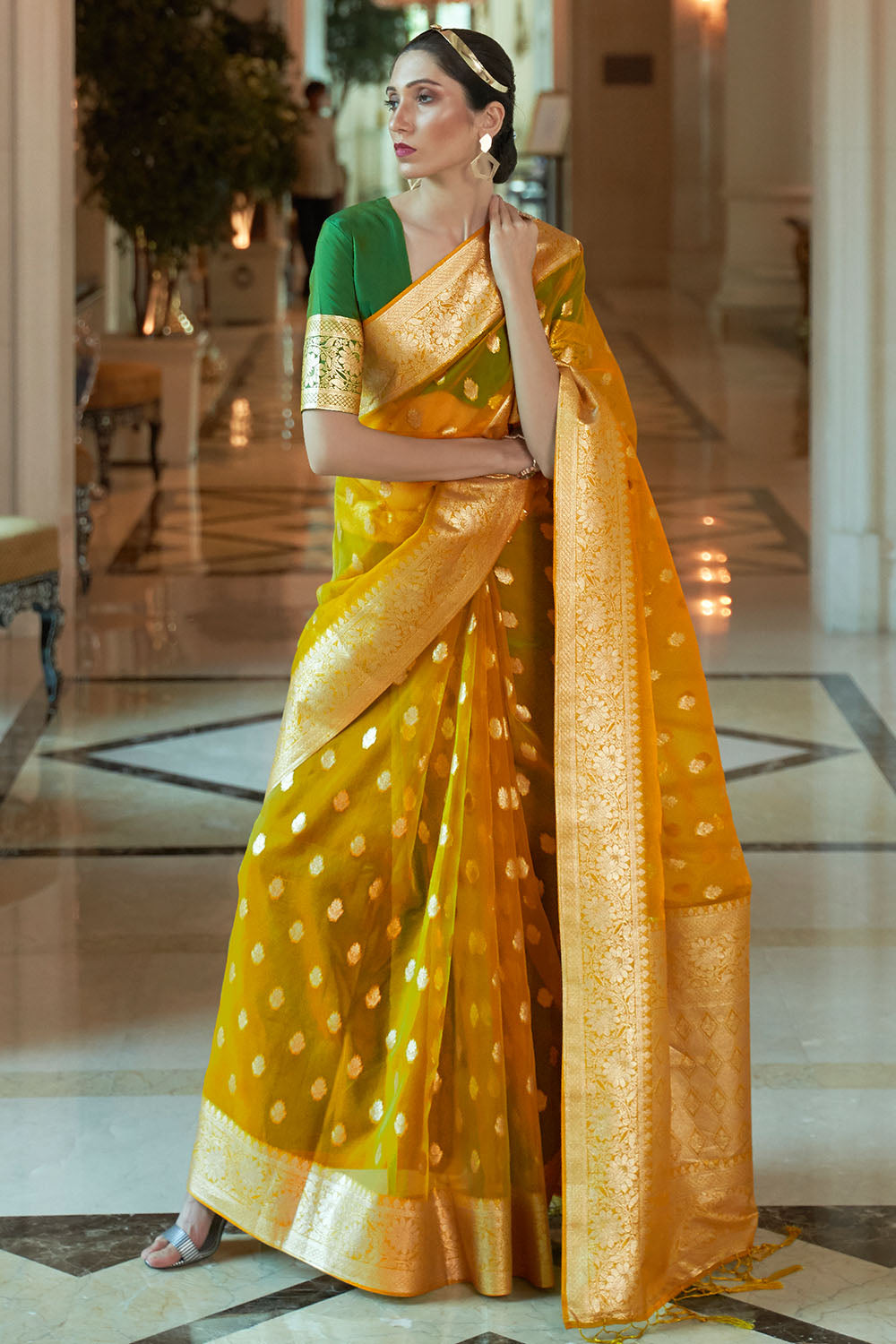 Buy Burgundy Marron Banarasi Khaddi Georgette Saree Nitaraa