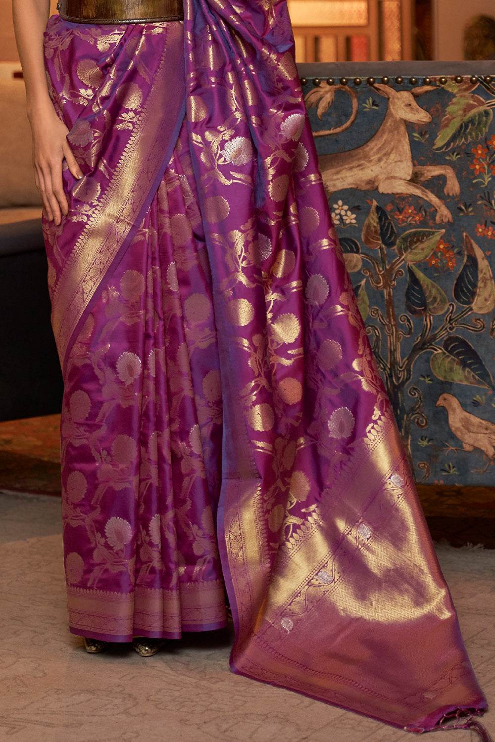 Buy Dark Violet Banarasi Saree Nitaraa
