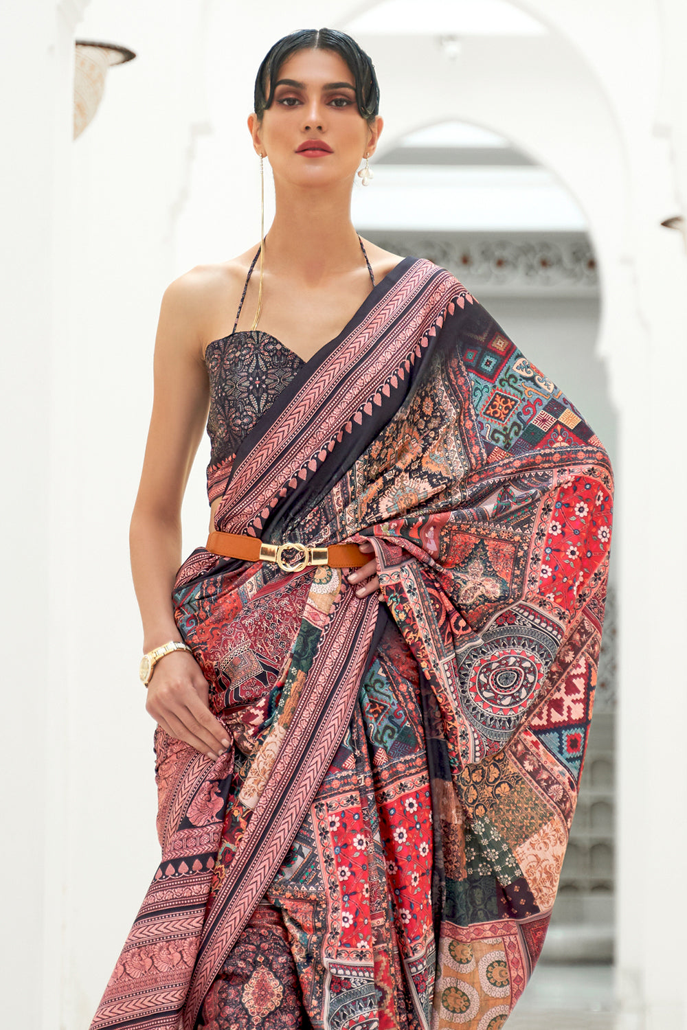 Buy Candy Red Satin Silk Saree Nitaraa