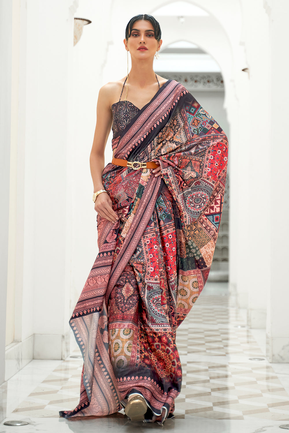 Buy Electric Blue Satin Silk Saree Nitaraa
