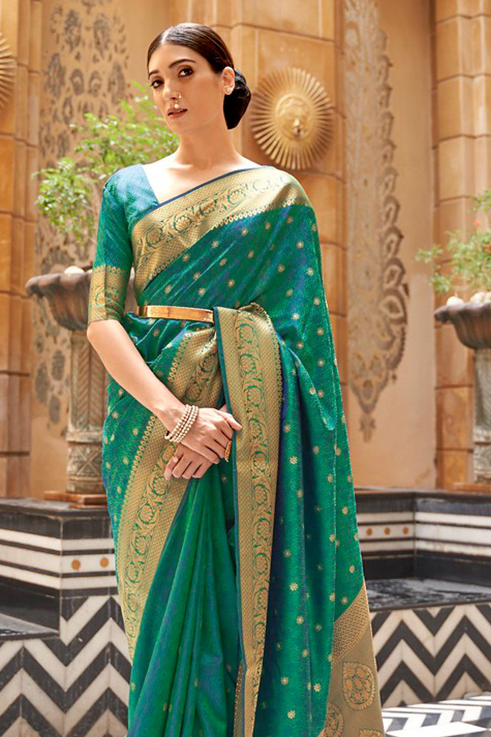 Buy Marron Red Pure Organza Saree Nitaraa