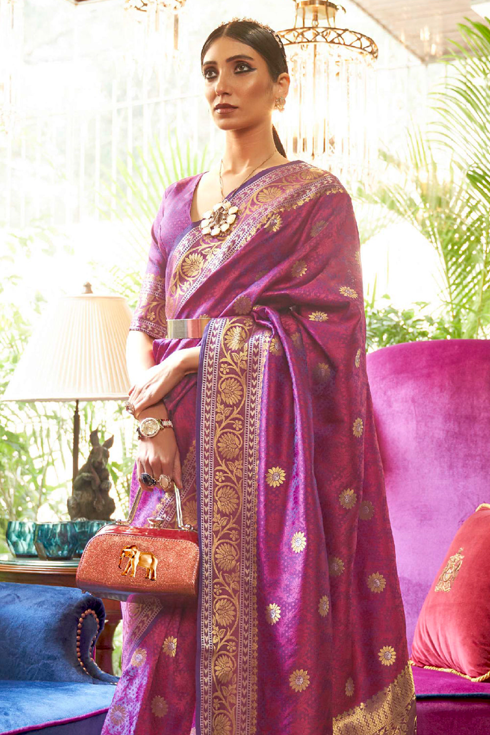 Buy Cyber Yellow Linen Saree Nitaraa