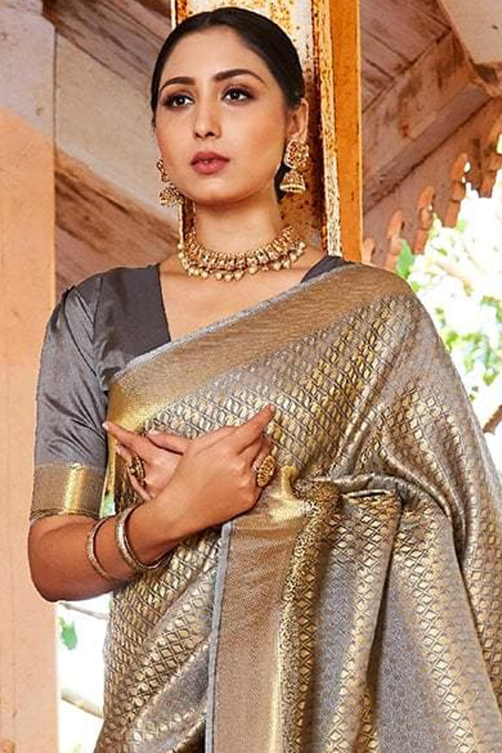 Buy Blue And Red Smooth Silk Saree Nitaraa