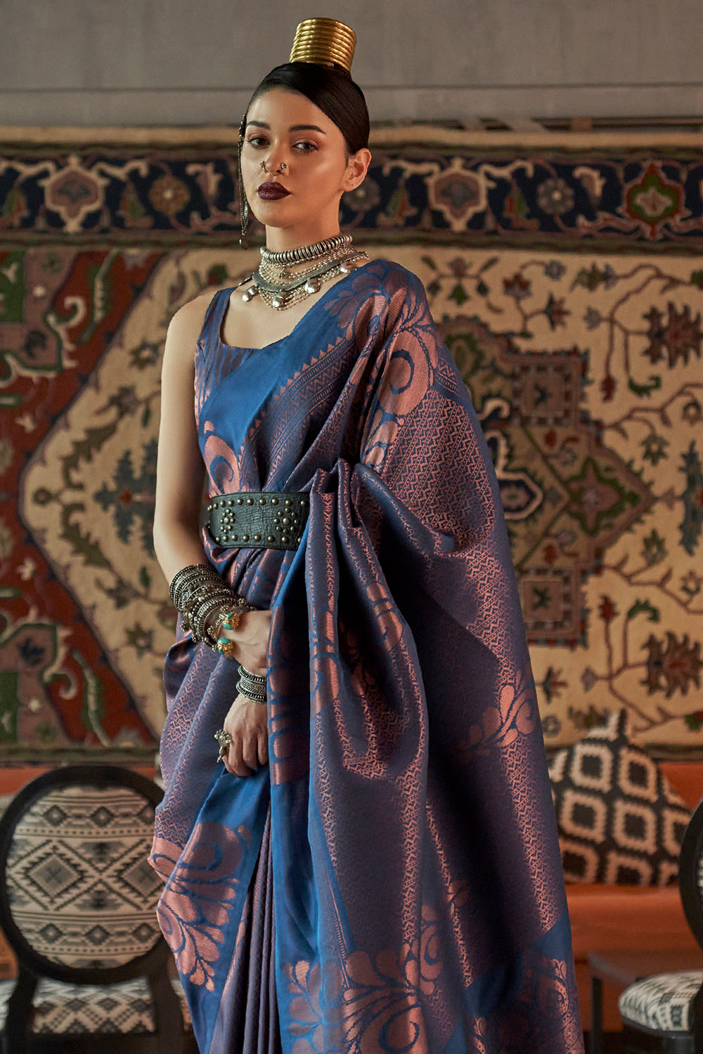 Buy Green Blue South Silk Saree Nitaraa