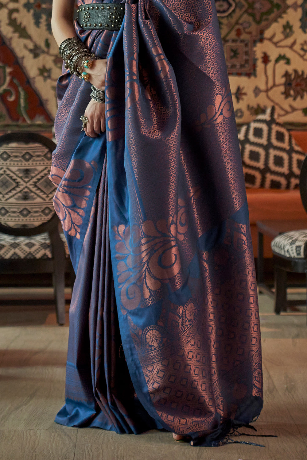Buy Peach Purple South Silk Saree Nitaraa