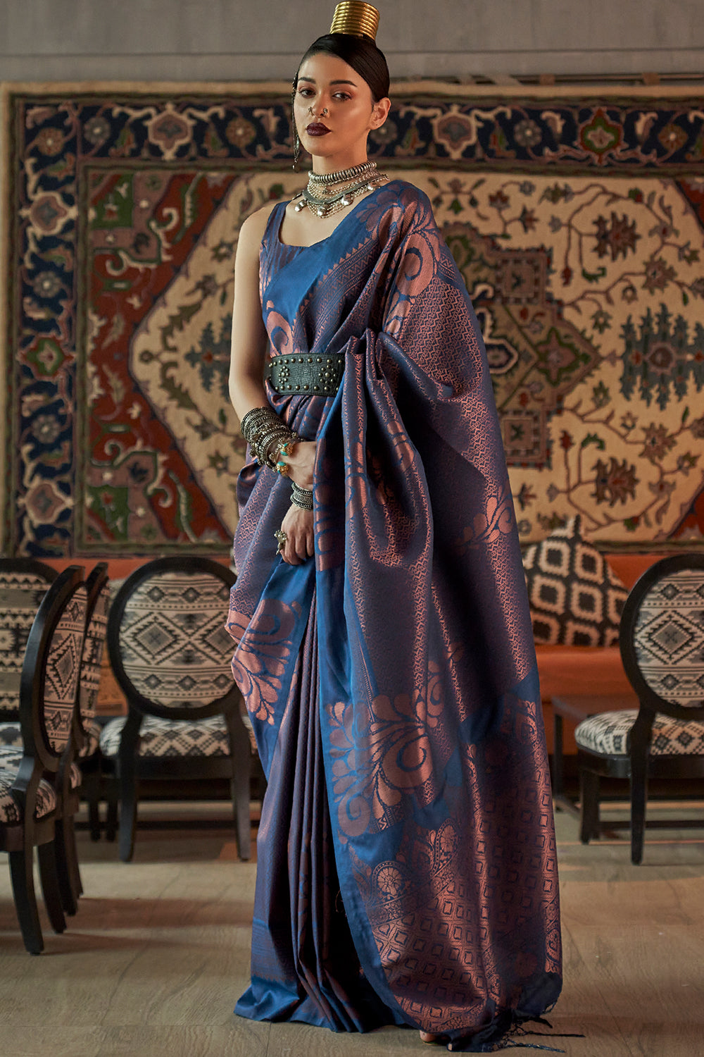 Buy Vivid Blue South Silk Saree Nitaraa