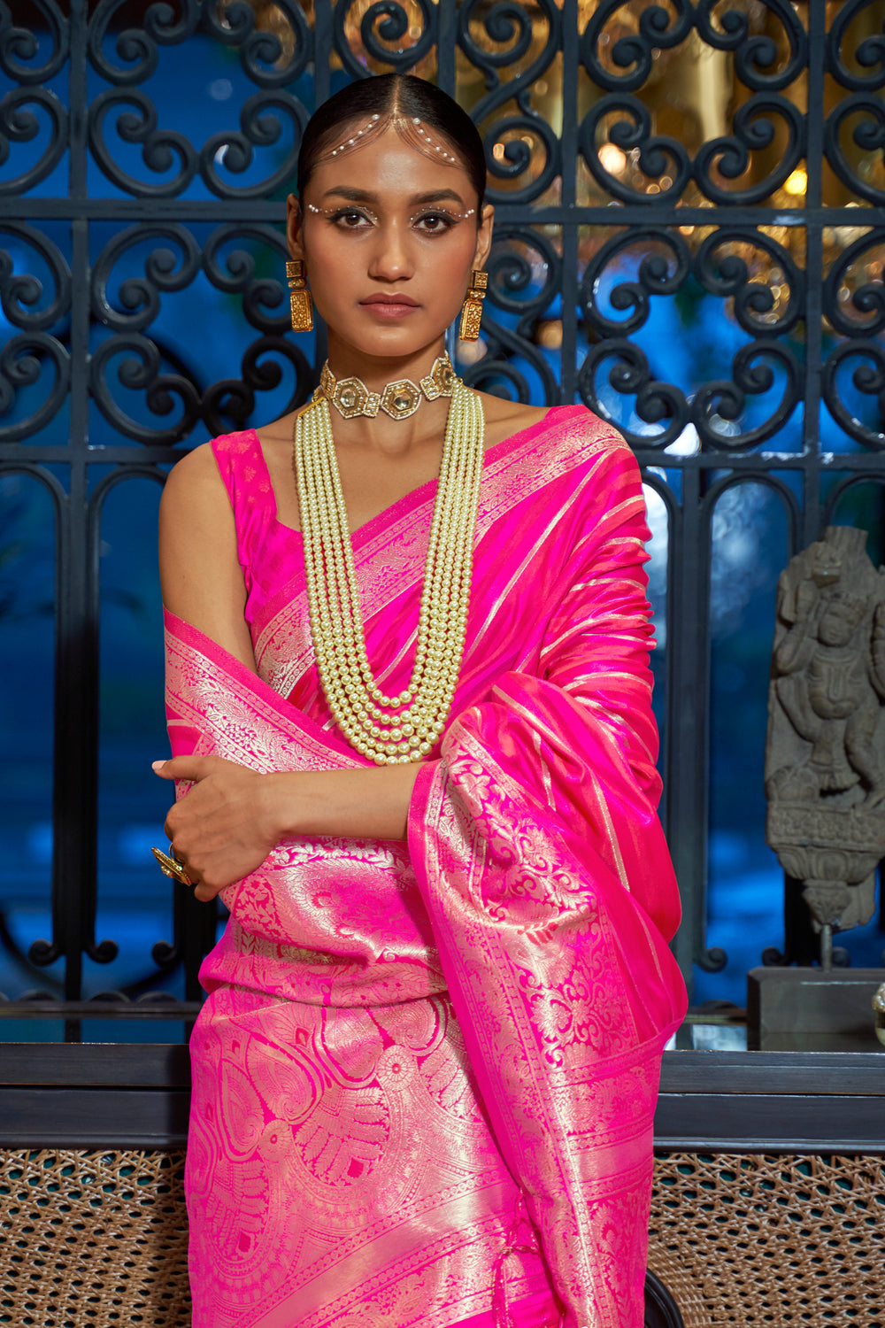 Buy Orange  Banarasi Silk Saree With Blouse Piece Nitaraa