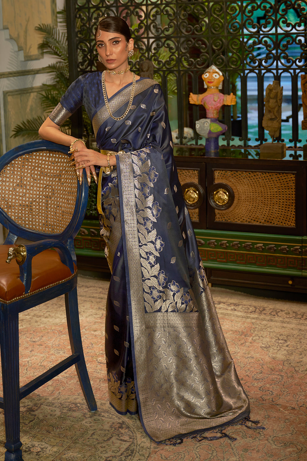 Buy Purple Banarasi Silk Saree With Blouse Piece Nitaraa
