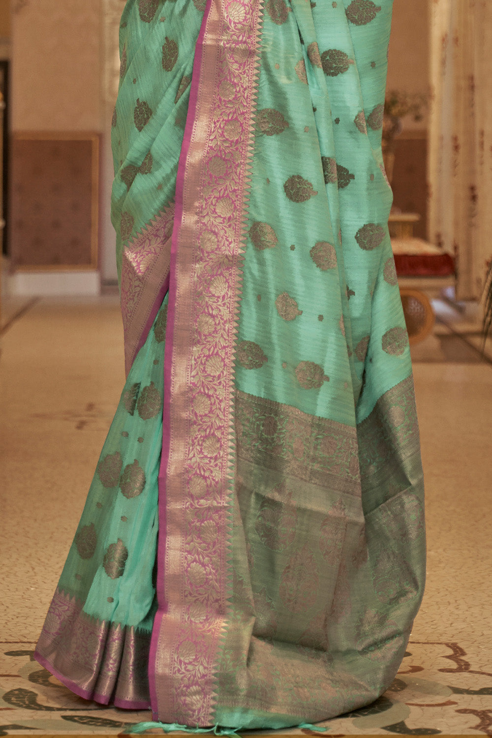 Buy Cream White Banarasi Silk Saree Nitaraa