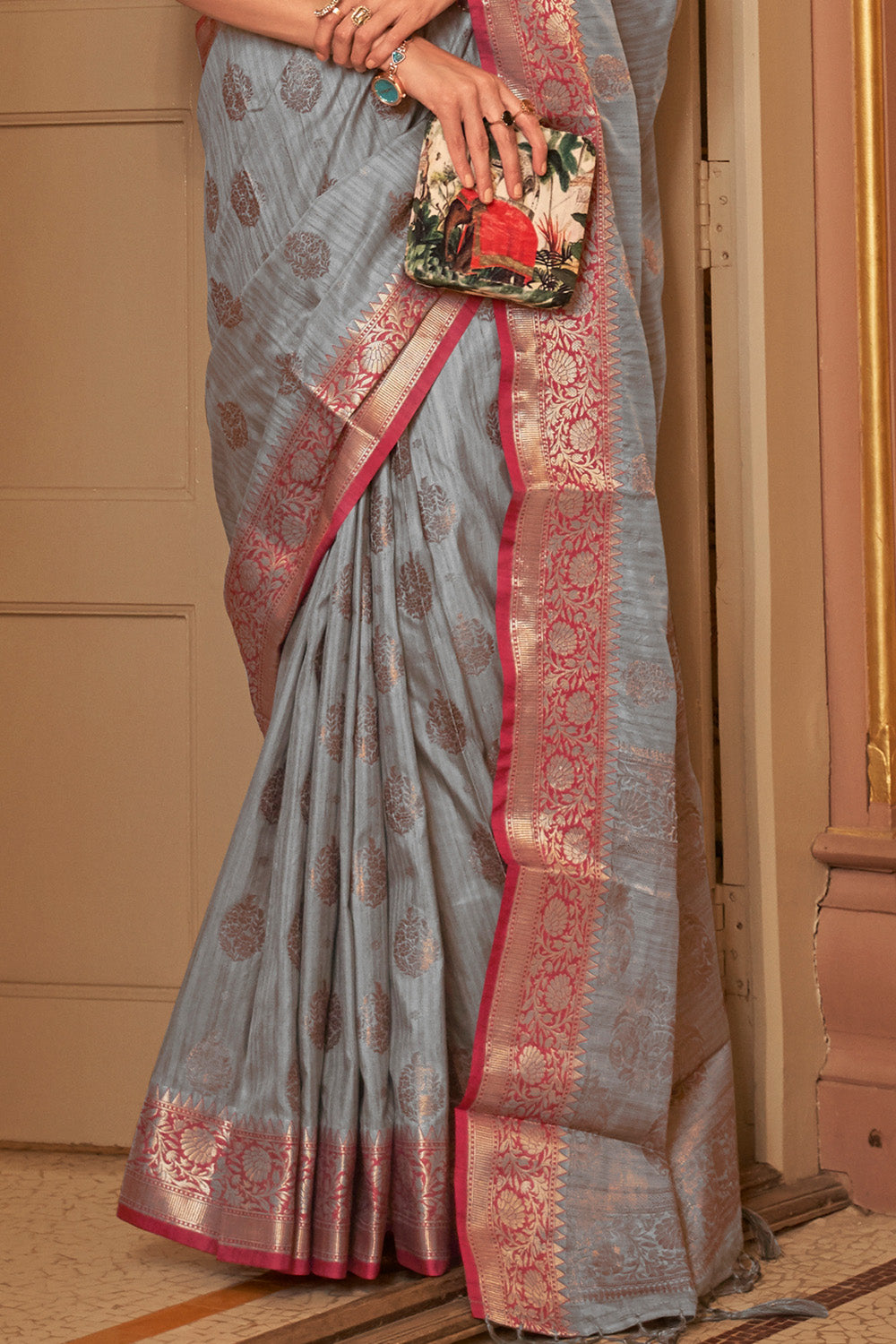 Buy Cherry Red Georgette Saree Nitaraa
