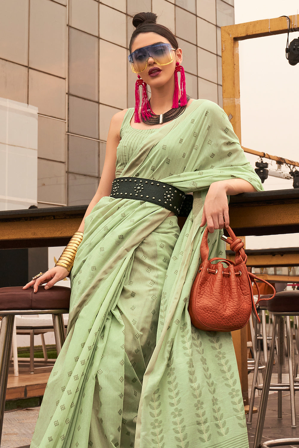 Buy Pear Green IIkal Saree Nitaraa