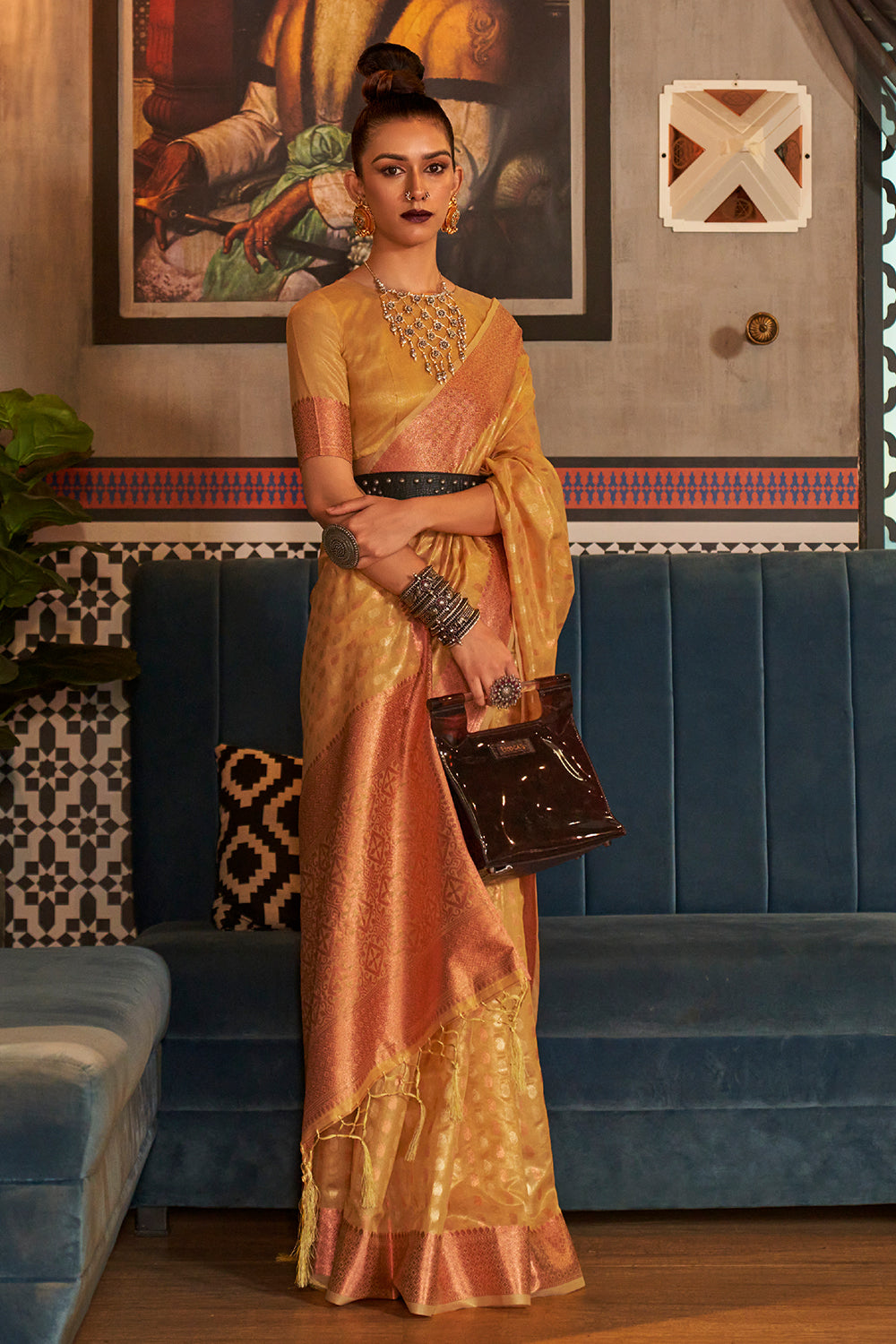 Buy Pewter Grey IIkal Saree Nitaraa