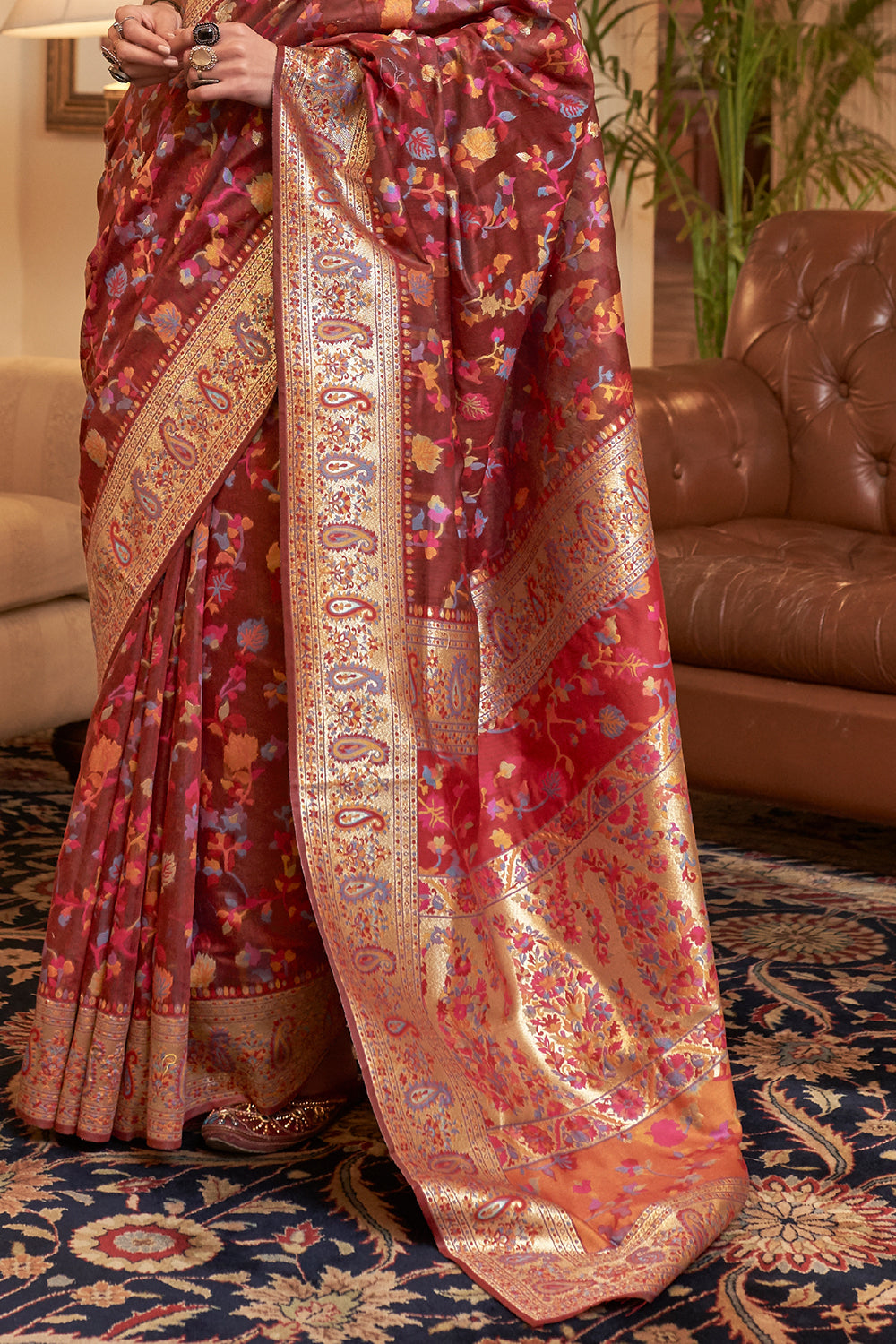Buy Coral Pink Kanjivaram Saree Nitaraa