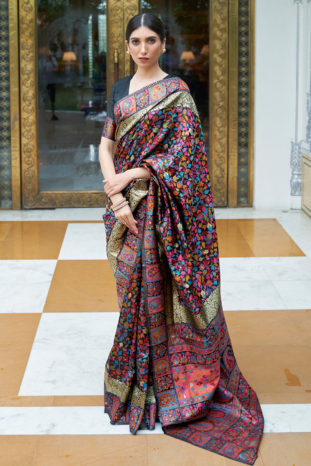 Buy Berry Blue Pashmina Saree Nitaraa