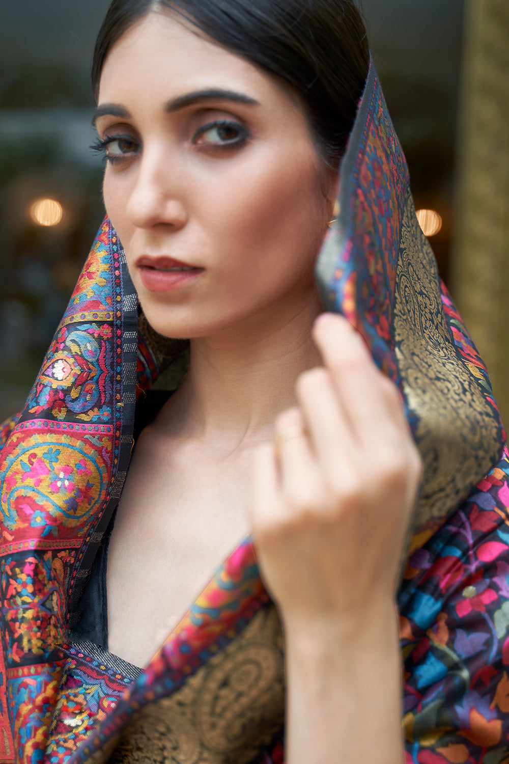 Buy Space Blue Pashmina Saree Nitaraa