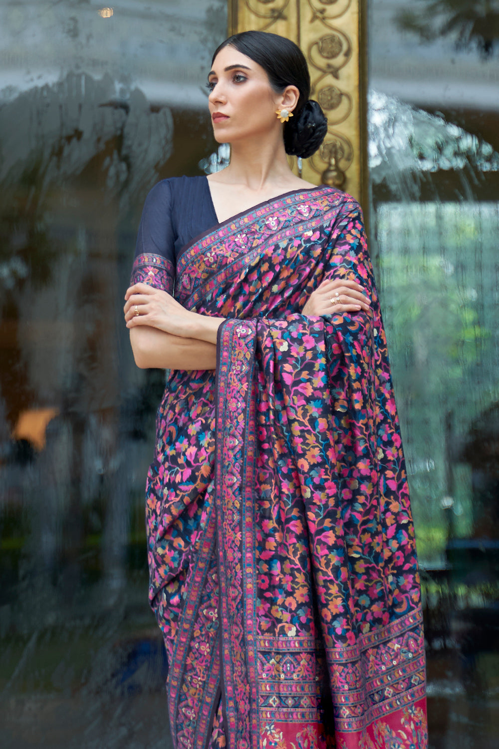 Buy Cool Grey Blue Cotton Saree Nitaraa