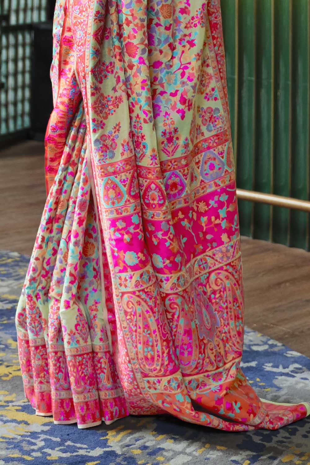 Buy Multicolor Banarasi Silk Saree With Blouse Piece Nitaraa