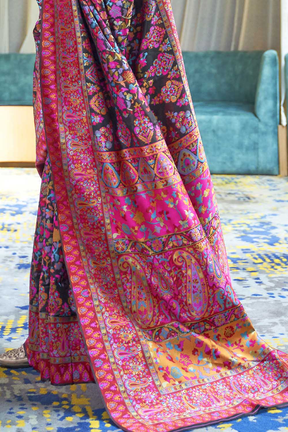Buy Multicolor Banarasi Silk Saree With Blouse Piece Nitaraa