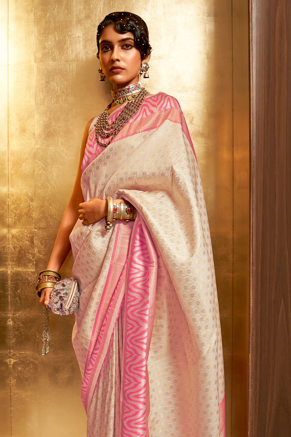 Buy Black And White Digital Print Saree Nitaraa