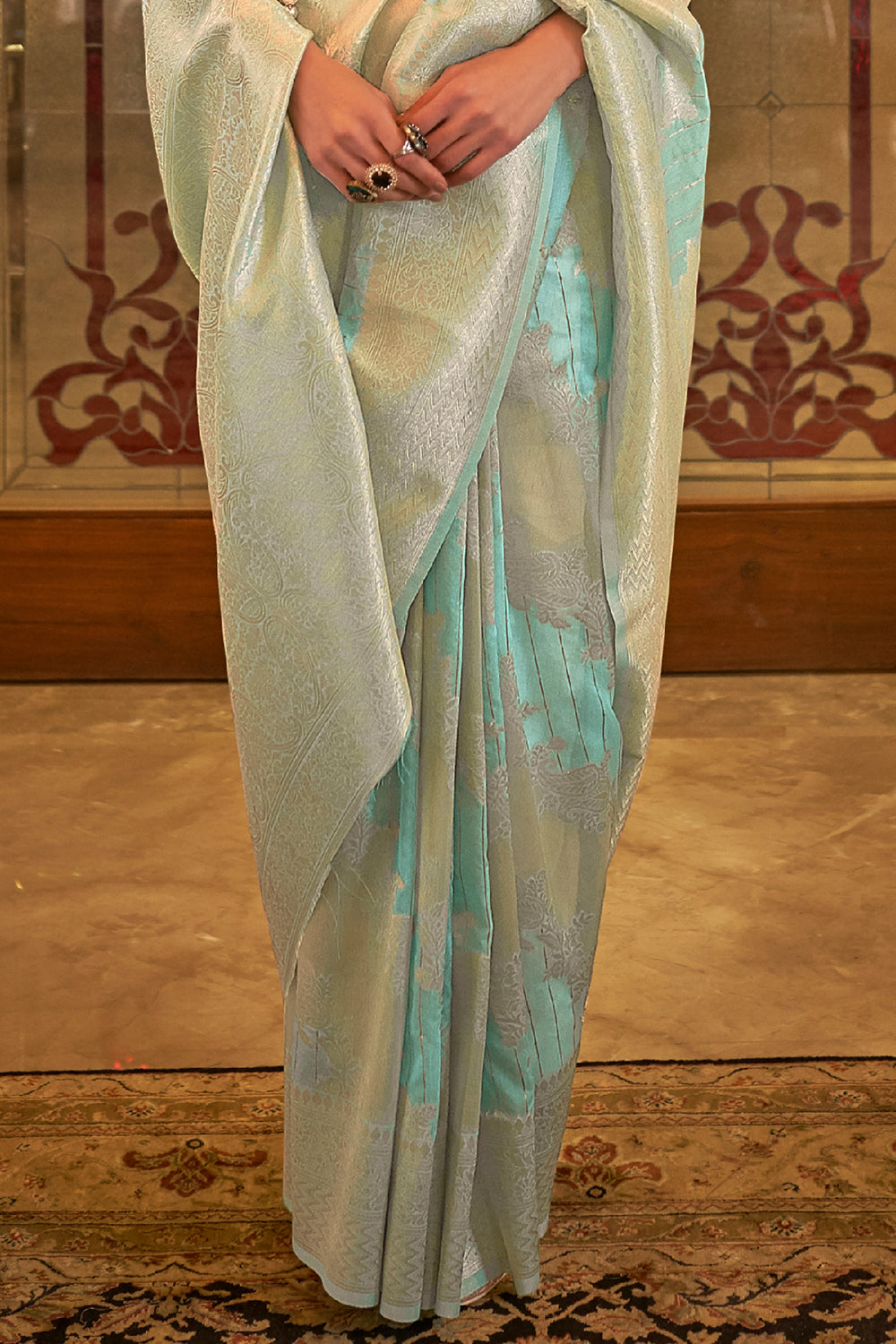 Buy Midnight Black Pashmina Saree Nitaraa