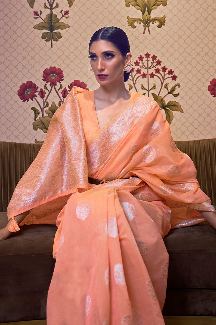 Light Orange Linen Saree