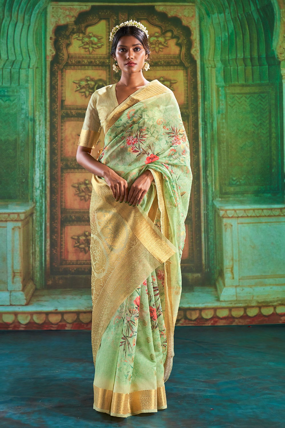 Buy Ink Black Satin Crepe Saree Nitaraa