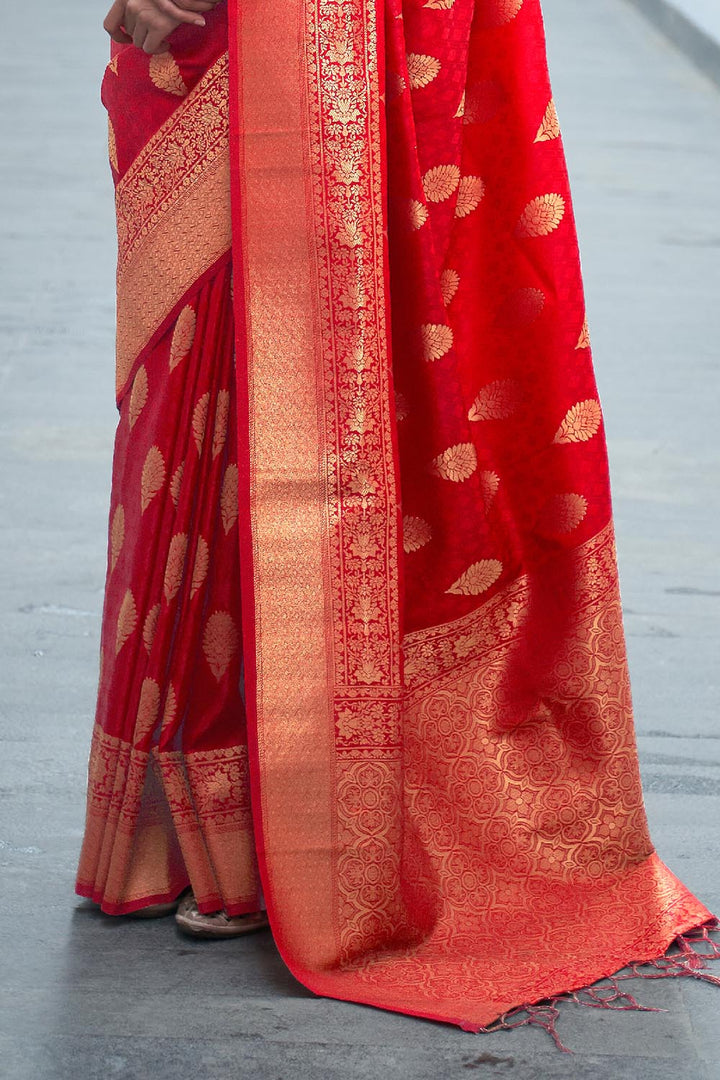 Ruby Red Banarasi Saree
