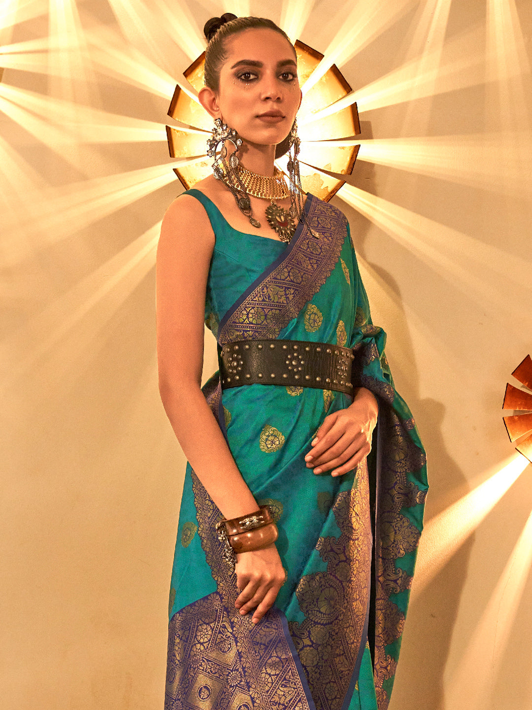 Pine Green Banarasi Saree