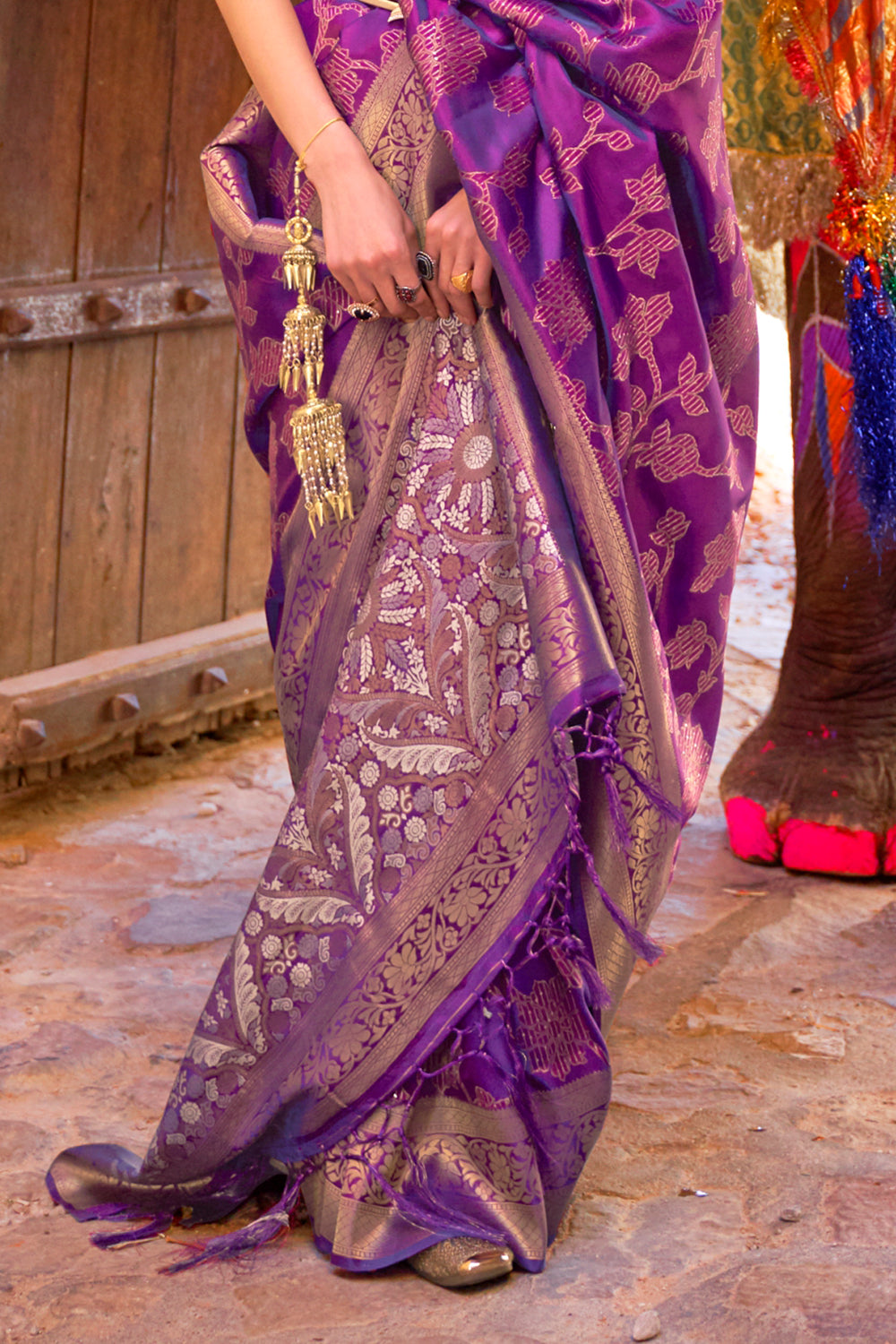 Buy Electric Violet Kanjivaram Silk saree Nitaraa