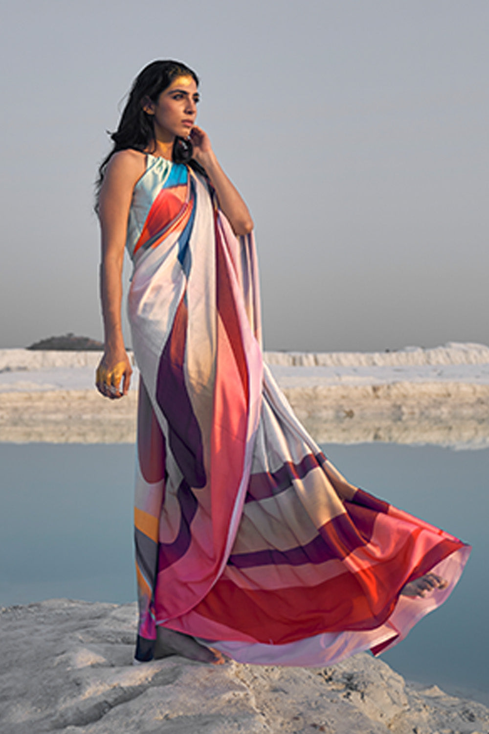 Buy Peach Kashmiri Silk Saree With Blouse Piece Nitaraa