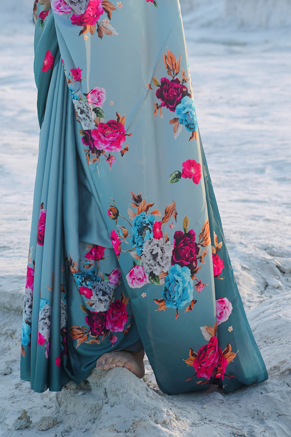 Buy Purple Satin Silk Saree With Blouse Piece Nitaraa