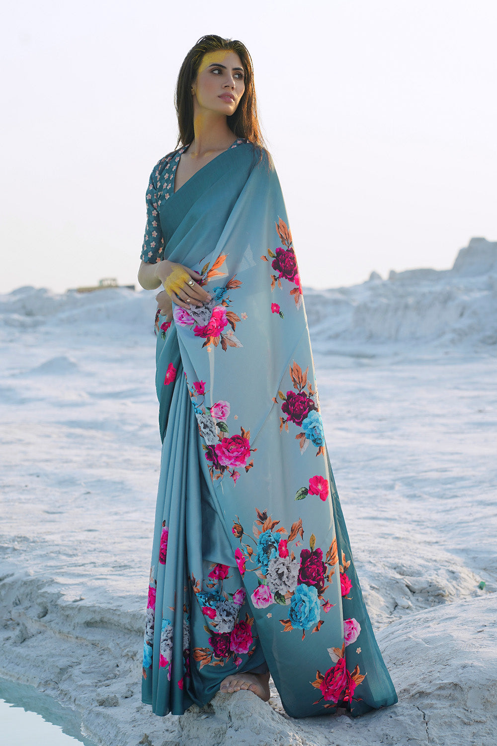 Buy Green Gota Zari Silk Saree With Blouse Piece Nitaraa