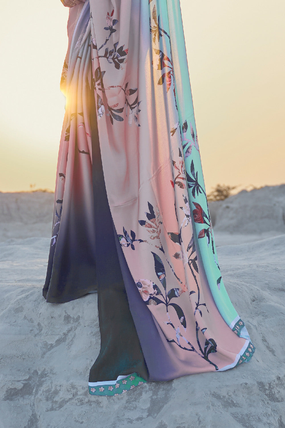 Buy Pink Satin Silk Saree With Blouse Piece Nitaraa