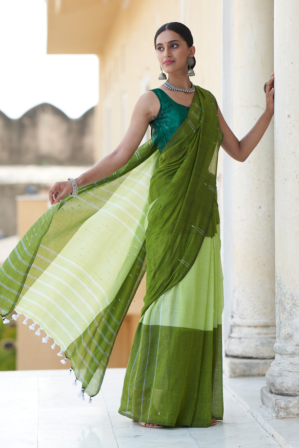 Buy Porcelain Off-White Colour Organza Saree Nitaraa