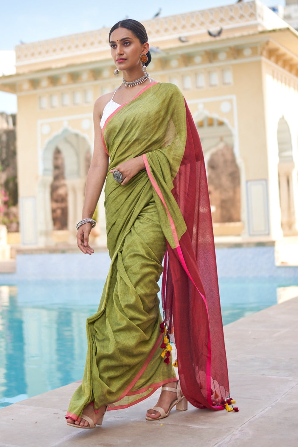 Buy Pinata Orange Zari Woven South Silk Saree Nitaraa
