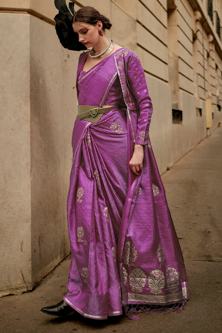Purple Satin Silk Saree