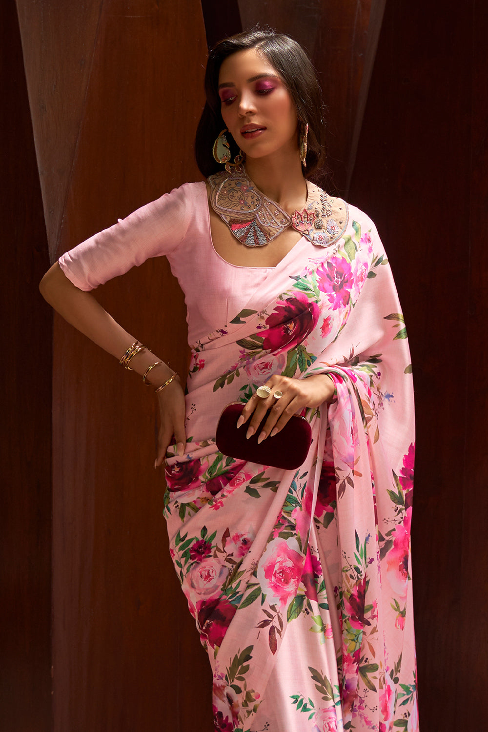 Buy Teal Silk Printed Saree With Blouse Piece Nitaraa