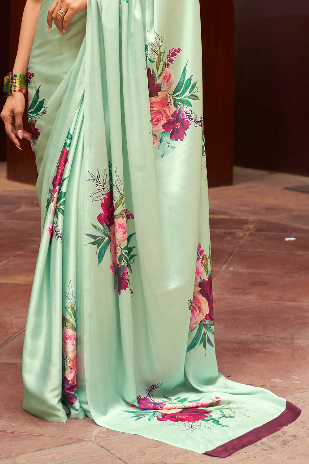 Buy Brown Chickankari Organza Saree Nitaraa