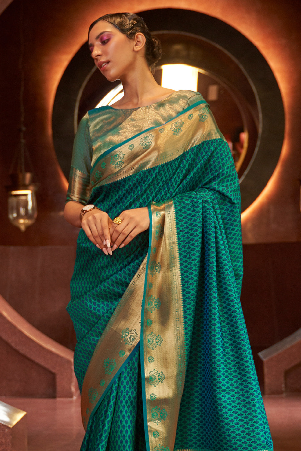Buy Dark Brown Satin Saree Nitaraa