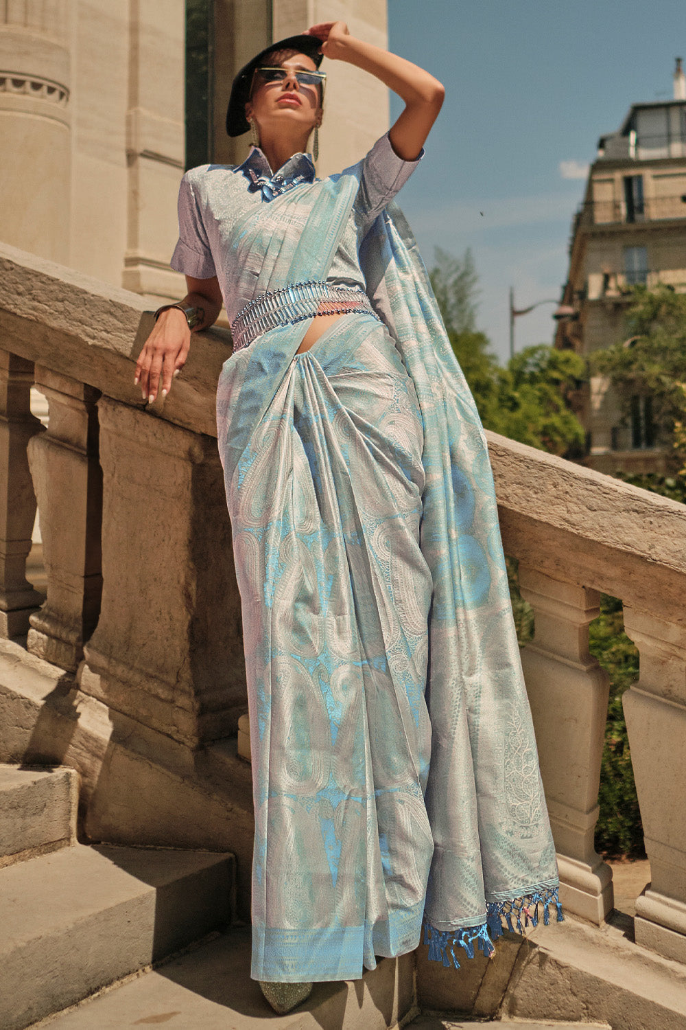 Archanna Guptaa In Teal Blue Satin Silk Saree